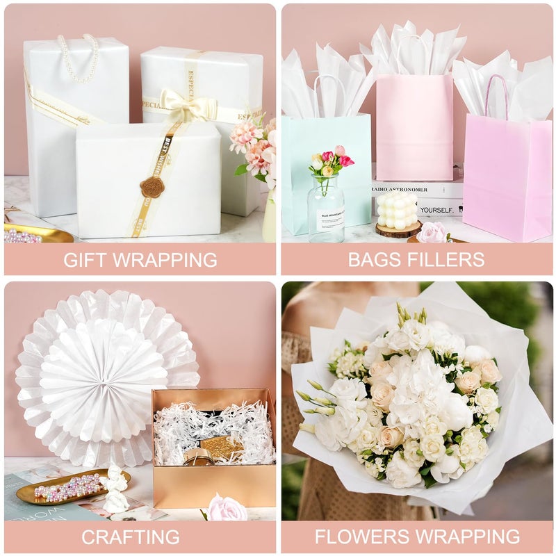 RUIFUN Metallic White Tissue Paper 20""X14""  60 Sheets Pearlescent Shiny White Tissue Paper Bulk  White Tissue Paper for Gift Bags Crafts Packaging  White Tissue Paper Sheets for Christmas Birthday Wedding - Image 4